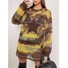 image:imageFloerns Womens Y2K See Through Long Sleeve Club Mini Dress Concert OutfitsBrown