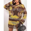 image:imageFloerns Womens Y2K See Through Long Sleeve Club Mini Dress Concert OutfitsBrown