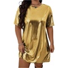 image:imageFloerns Women Plus Size Metallic Party Night Out T Shirt Short DressesGold