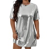 image:imageFloerns Women Plus Size Metallic Party Night Out T Shirt Short DressesSilver