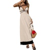 image:imageFloerns Womens Backless V Neck Maxi Dress Spaghetti Strap Flowy DressesApricot