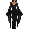 image:imageFloerns Womens Gothic Halter Bell Long Sleeve V Neck Bodycon Maxi DressBlack