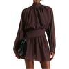 image:imageFloerns Womens Long Sleeve Mini Dress Mock Neck Cinched Waist DressesBrown