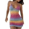 image:imageFloerns Womens Ombre Backless Halter Mini Dress Sleeveless Knit DressesPink Multi