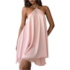 image:imageFloerns Womens Satin Halter Tie Open Back Sleeveless Short DressesPink