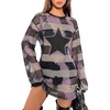 image:imageFloerns Womens Y2K See Through Long Sleeve Club Mini Dress Concert OutfitsPurple