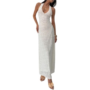 image:imageFloerns Womens Halter Neck Maxi Dress Sleeveless Wedding Guest DressesWhite