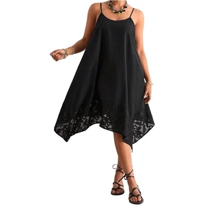 image:imageFloerns Womens Plus Size Boho Flowy Cami Dress Spaghetti Strap Vacation Midi DressesDark Black