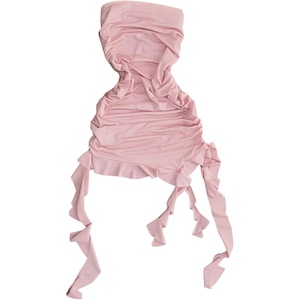 image:imageFloerns Womens Strapless Dress Tube Ruched Ruffle Trim Going Out Bodycon Mini DressesLight Pink