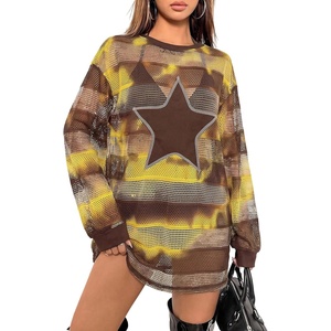 image:imageFloerns Womens Y2K See Through Long Sleeve Club Mini Dress Concert OutfitsBrown