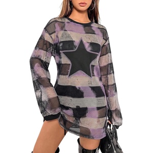 image:imageFloerns Womens Y2K See Through Long Sleeve Club Mini Dress Concert OutfitsPurple